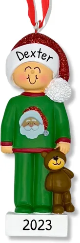 Miniatura 9 de Ornaments by Elves - Adorno de Navidad personalizado para niños en Navidad 2025 - Adorno de pijama afroamericano personalizado para decoración