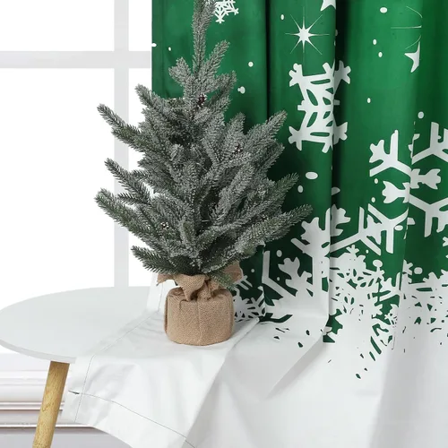Miniatura 5 de CAROMIO, cortinas de Navidad para sala de estar, juego de 2 paneles, cortinas largas de terciopelo de 63 pulgadas, cortinas decorativas con copos