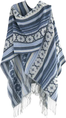 Miniatura 49 de Poncho chal para mujer, suéteres suaves y cálidos para mujer, parte delantera abierta, poncho de viaje para otoño, invierno y primavera