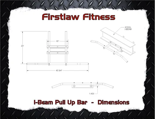 Miniatura 5 de Firstlaw Fitness - Límite de peso de 600 libras - Barra de dominadas I-Beam - Barra larga con extremos doblados cinta de agarre fabricada