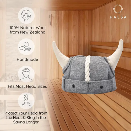 Miniatura 2 de Sombrero de sauna Halsa, gorro de sauna natural de lana hecho a mano para hombres y mujeres, ecológico, transpirable, talla única para spa, sala