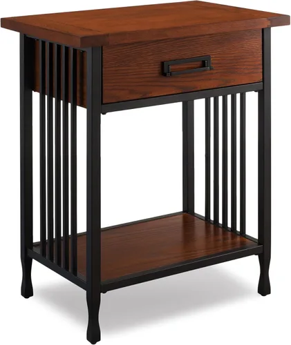 Miniatura 12 de Leick Home 11222-BK Ironcraft - Mesita de noche rústica con un cajón, color negro lavado