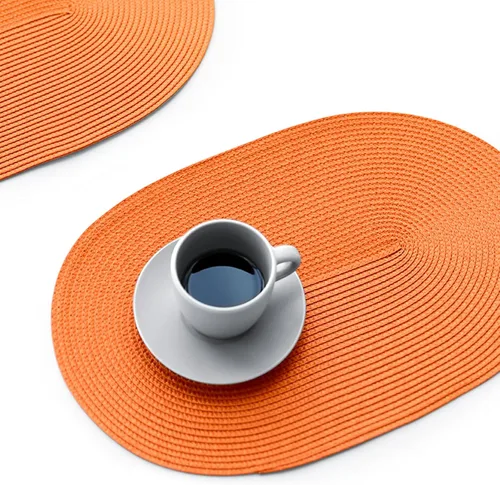 Miniatura 16 de FunWheat Juego de 4 manteles individuales ovalados trenzados para mesas de comedor, lavables, resistentes al calor, para uso en interiores y Beige