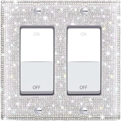 Miniatura 38 de 1 funda para interruptor de luz brillante – Cubierta de placa de interruptor con purpurina dorada con diamantes de imitación 2.2 lbs-2-Oro