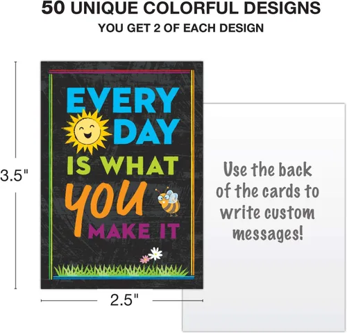 Miniatura 3 de Global Printed Products Tarjetas motivacionales: 100 tarjetas inspiradoras, bondades, motivacionales y con citas. Tamaño de la tarjeta de Pizarra