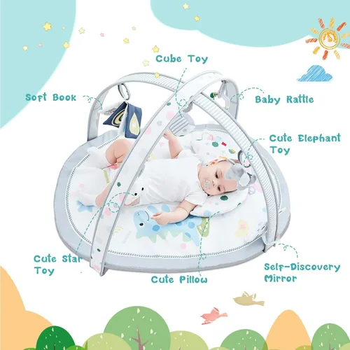 Miniatura 2 de ibabejoy - Tapete de juego para bebé, gimnasio de juego basado en escenarios con 2 fundas lavables a máquina para recién nacidos a niños, tapete
