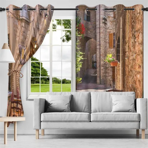 Miniatura 192 de Cortinas japonesas con pintura de tinta, monte Fuji, sol rojo, puesta de sol, hojas de bambú, cortinas de ventana para dormitorio, sala de estar