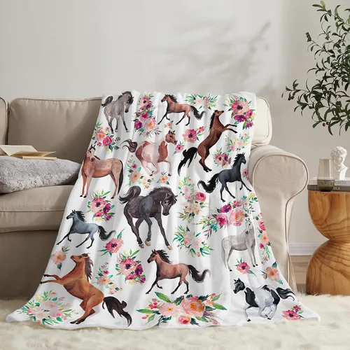 Miniatura 7 de Manta de caballos, manta de caballos, regalos para niñas, mujeres, niños y adultos, súper suave y acogedora, manta de forro polar mullido, Caballo