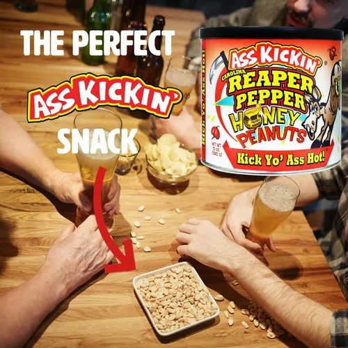 Miniatura 3 de ASS KICKIN’ Cacahuetes picantes Carolina Reaper – 12oz - Regalo gourmet picante definitivo - ¡Pruébalos si te atreves!