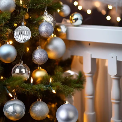 Miniatura 92 de AMS Esferas de Navidad de 2.36 pulgadas/60mm, 34 unidades, adornos grandes, decoraciones para fiestas, inastillables, colgantes festivos para Negro