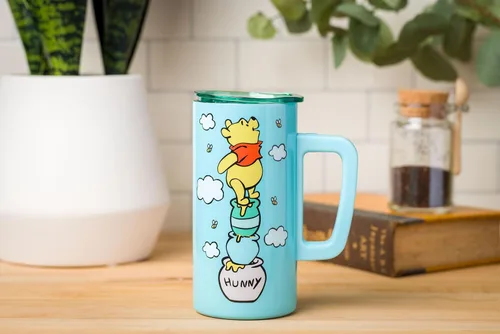 Miniatura 6 de Silver Buffalo Disney Winnie the Pooh Hunny - Taza de viaje de acero inoxidable de doble pared con asa, 15 onzas Winnie the Pooh (15 onzas)