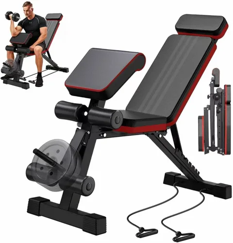 Miniatura 10 de ALSO GO Adjustable Weight Bench, Workout Benches with Leg Extension & Extended Headrest, Foldable Incline Decline Bench Press, Roman Chair, Full