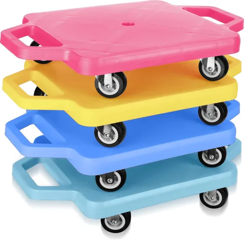 Miniatura 8 de Jerify 4 piezas de patinete deportivo con asas, ruedas de plástico, patineta para sentarse en el suelo, para niños, gimnasio, actividades