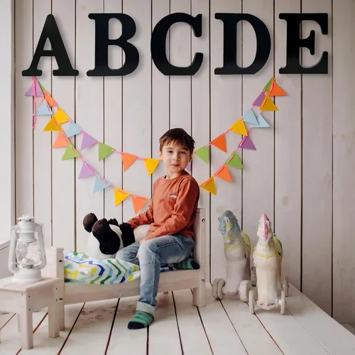 Miniatura 7 de AOCEAN Letras de madera negra de 12 pulgadas, letras de madera sin terminar para Halloween, letras decorativas de pie, tablero de señalización