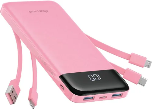 Miniatura 17 de charmast Cargador portátil de 10000 mAh, 4 cables integrados, 6 salidas/3 entradas, carga rápida de 3 A, compatible con iPhone, iPad, Samsung