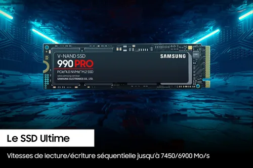 Miniatura 9 de Samsung 990 Pro 1TB Gen4 NVMe SSD 7450MB/s 6900MB/s R/W 1550K/1200K IOPS 600TBW 1.5M Hrs MTBF para PS5 5 años