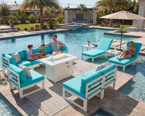 Miniatura 14 de NICESOUL - Juego de 10 muebles de patio extra grandes de aluminio moderno, sofá para exteriores con asiento de 29" de profundidad y ancho, 500 lbs