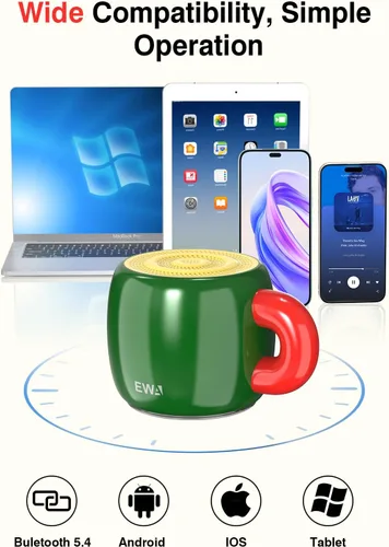 Miniatura 5 de EWA Altavoz Bluetooth, mini altavoz Bluetooth portátil con diseño creativo en forma de taza, IP67 impermeable, sonido fuerte y claro, regalo ideal
