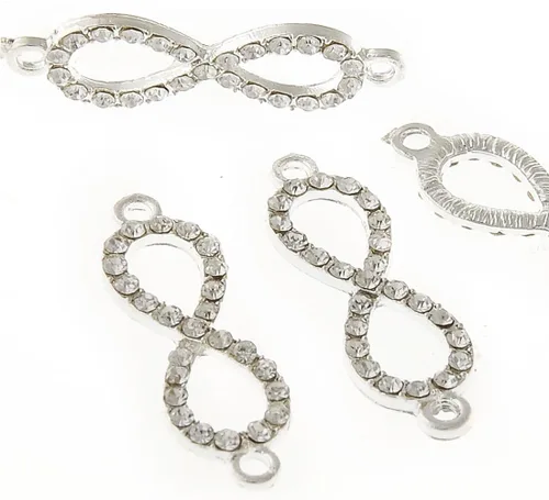 Miniatura 16 de RUBYCA 5pcs Metal Cruz Llave Lateral Conector Cuentas Cristal DIY Joyería Pulsera Tono Plata