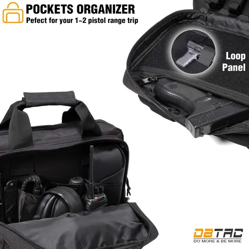 Miniatura 5 de DBTAC - Funda para pistola XS Bolsa táctica de 1 a 2 pistolas con cremallera con cerradura para campo de tiro al aire libre Parche de bandera