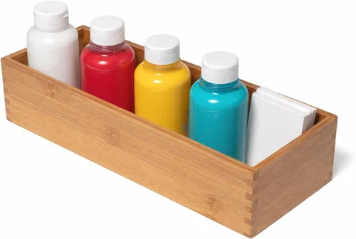 Miniatura 9 de Lipper International Caja de almacenamiento de madera de bambú para utensilios de cocina, maquillaje o suministros de oficina, 5 x 12 x 3 pulgadas