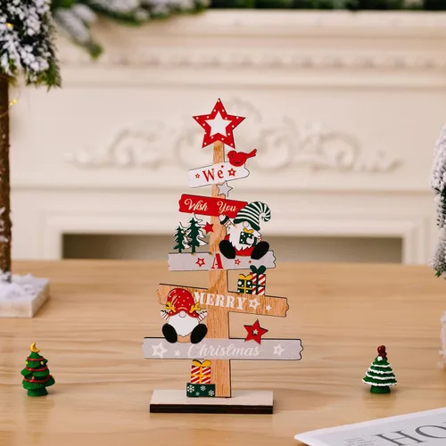 Miniatura 5 de Adornos de Gnomo de Árbol de Navidad para el Hogar, Mesa, Adornos de Navidad de Madera para Fiestas en la Oficina, Decoración de Bandeja Escalonada