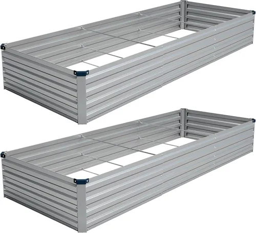 Miniatura 15 de Vengarus Kit de cama de jardín galvanizado elevado de 6 x 3 x 1 pies (paquete de 2), maceta de metal para exteriores, contenedor rectangular de Negro
