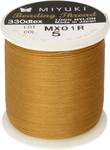 Miniatura 30 de Hilo para abalorios Miyuki – Hilo de nylon previamente encerado para proyectos de enhebrado, carrete de 50 m/55 yardas, color marrón, diámetro