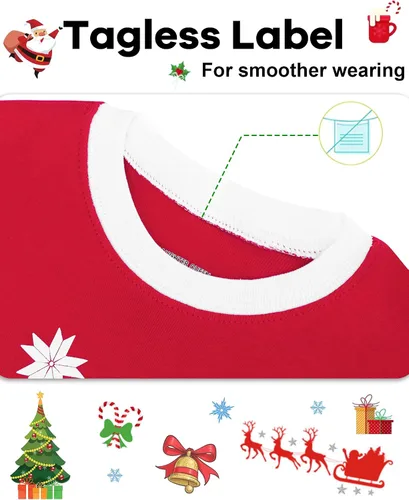 Miniatura 2 de DAUGHTER QUEEN Pijamas de Navidad para niños y niñas de 18 meses-12 años, ropa de dormir 100% algodón