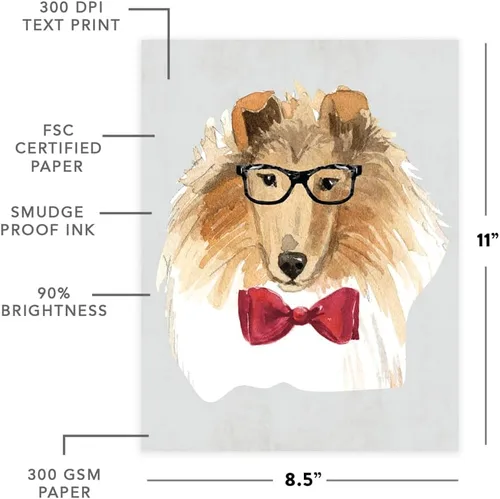 Miniatura 138 de Andaz Press Póster impreso para pared de perro, 8.5 x 11 pulgadas, Bulldog inglés con gafas negras, 1 paquete, regalo de cumpleaños de Navidad, sin