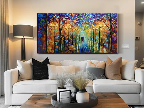 Miniatura 13 de Tyed Art - Pinturas al óleo de 24 x 48 pulgadas sobre lienzo, arte 100% pintado a mano, obra de arte contemporánea, obra de arte abstracta, arte