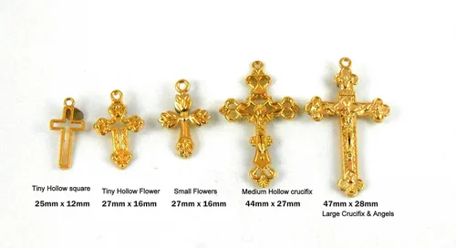 Miniatura 4 de 1 juego de crucifijo de cruz hueca grande de oro puro de 24 quilates y centro de centros de mesa de medalla de María milagrosa, hallazgos