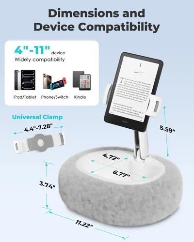 Miniatura 4 de Viozon Soporte de almohada para tableta, soporte de almohada Kindle, compatible con tableta/teléfono de 4 a 11 pulgadas con cuenco pequeño