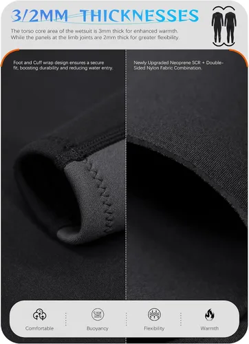 Miniatura 4 de Hevto - Traje de neopreno para niños para niños, niñas, niños pequeños y adolescentes, 3/2mm de neopreno, traje de baño corto completo con K3-0.118