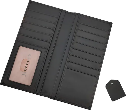 Miniatura 2 de Janhooya Cartera vaquera occidental con bloqueo RFID para hombre Negro Star Black Cartera RFID