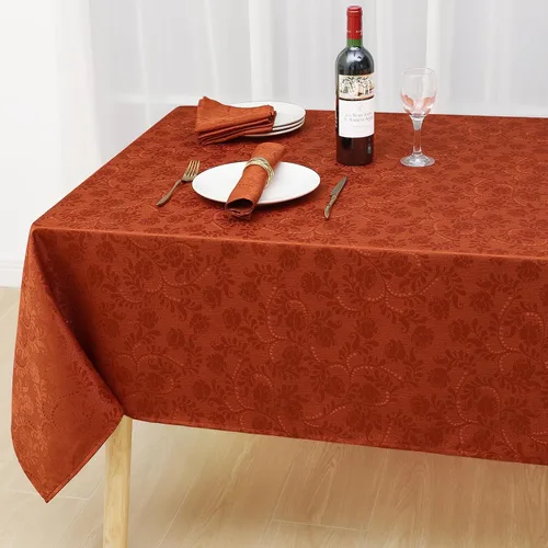 Miniatura 8 de Moosfor Mantel rectangular de Acción de Gracias de 60 x 84 pulgadas, mantel impermeable de damasco jacquard, manteles de tela lavable para fiestas
