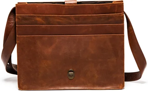 Miniatura 3 de HIDES Bolso de mensajero de cuero de grano completo hombro Crossbody Travel Satchel se adapta a portátil de 13