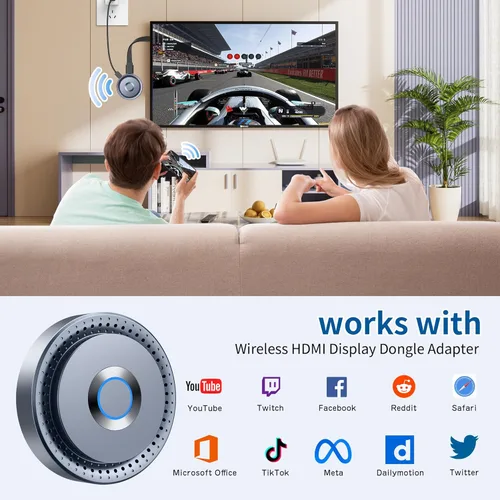 Miniatura 8 de TPUFO Adaptador inalámbrico HDMI para pantalla Dongle, transmisor inalámbrico, transmisión de vídeo/audio/archivo, extensor inalámbrico HDMI