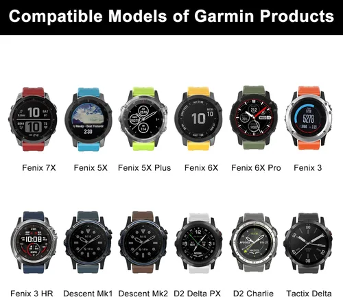 Miniatura 3 de OVERSTEP Compatible con Fenix 7X Band, correa de reloj de silicona suave de 1.024 in de ancho para Garmin Fenix 5X/Fenix 5X Plus/Fenix 6X/Fenix 6X