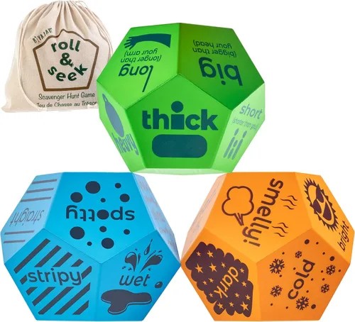 Rivajam Búsqueda del tesoro para niños de 4 a 8 años, niños pequeños y familiares con dados, juegos educativos de naturaleza para exteriores e