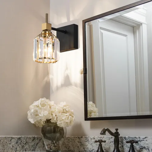 Miniatura 2 de SOLFART Cristal 1 luz de tocador de baño sobre espejo de pared de aplique 4.3 pulgadas 1T