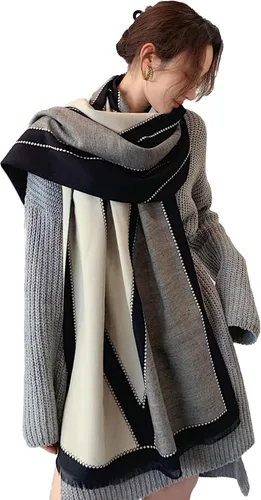 Miniatura 19 de iCuviy Bufanda grande de moda para invierno, chales y envolturas para mujer, extra suave, sensación de cachemira, bufandas frías para mujer