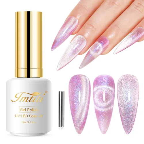 Miniatura 52 de Esmalte de uñas de gel con purpurina, 0.5 fl oz, color rosa brillante, de remojo, con LED, UV, kit de esmalte de uñas de gel para manicura en salón