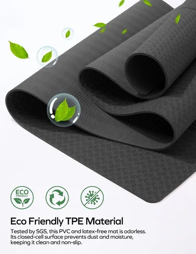 Miniatura 4 de Ewedoos Esterilla de Yoga Ecológica con Marcas de Alineación, Esterilla de Yoga TPE Antideslizante para Yoga Caliente, Gruesa 1/4'', Superficies