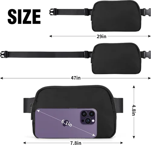 Miniatura 4 de ZPN Mini riñonera cruzada para mujer y hombre, Negro