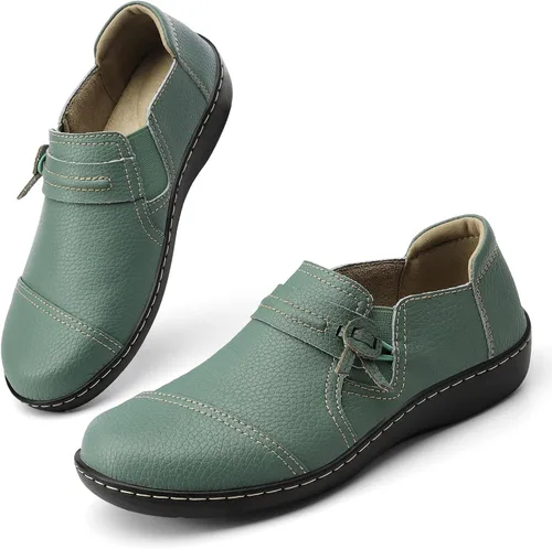 Miniatura 8 de LAZYPOP Mocasines de cuero clásicos y cómodos para mujer, bonitos zapatos de vestir informales, ligeros, para caminar, zapatos planos