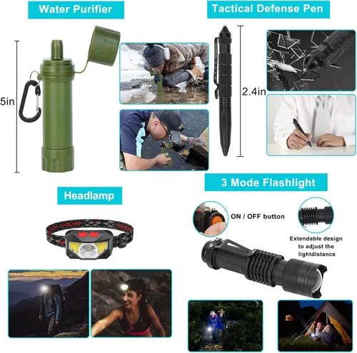 Miniatura 6 de Survival Gear - Kit profesional y mochila grande para campamento, kit de primeros auxilios para aventura al aire libre, accesorios de senderismo