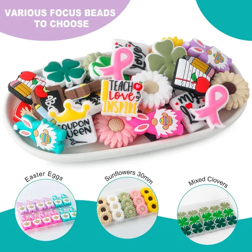 Miniatura 5 de 12 cuentas focales de silicona para hacer llaveros y bolígrafos, cuentas de silicona de personajes a granel para collares y pulseras