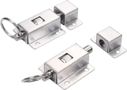 Miniatura 2 de Pestillo de tornillo de barril con resorte de 0.591 in de grosor, superficie de acero inoxidable, vibración, pulido de seguridad, cierre de resorte