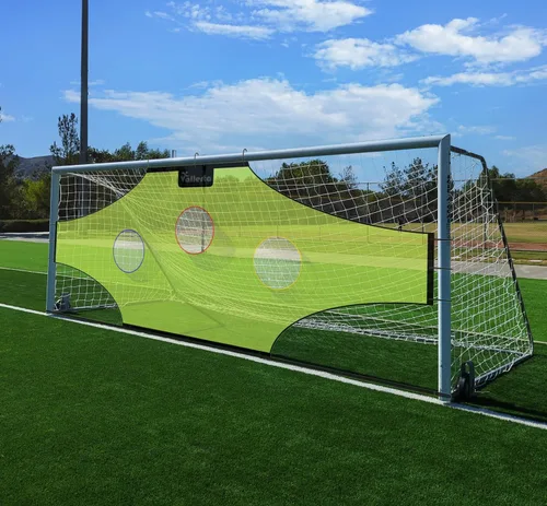 Miniatura 7 de Red de tiro de habilidad profesional de tiro de fútbol de 12 x 6 pies y rebote. 7 zonas, puntuación de golpe fluorescente de colores y ayuda